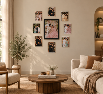 1 Glass Frame With 8 Pcs Customized Photo Tiles