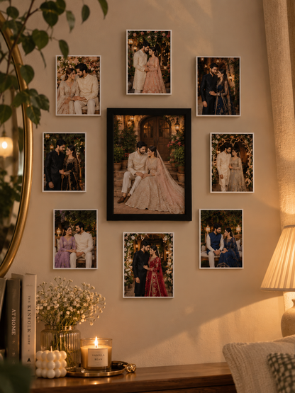 1 Glass Frame With 8 Pcs Customized Photo Tiles