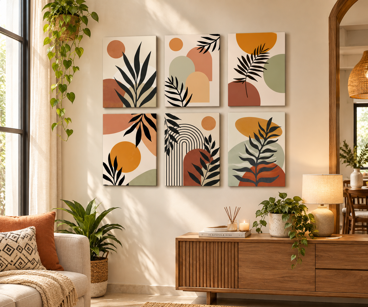 6-Piece Abstract Art Wooden Canvas Frame set (8×11 Inch Each Frame)